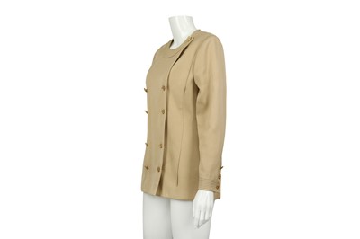 Lot 238 - Chanel Beige Cotton Asymmetric Jacket