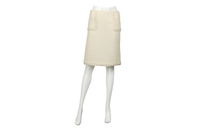 Lot 269 - Chanel Cream Boucle Straight Skirt - Size 38