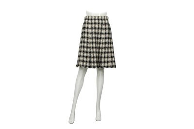 Lot 351 - Chanel Navy Boucle Check A Line Skirt - Size 40