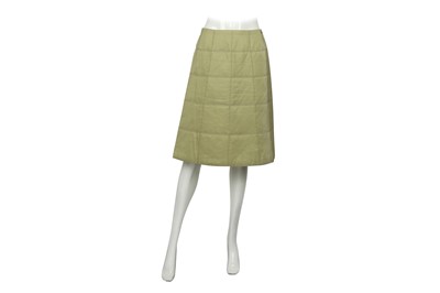 Lot 147 - Chanel Green Organza Quilted Skirt - Size 40