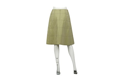 Lot 147 - Chanel Green Organza Quilted Skirt - Size 40