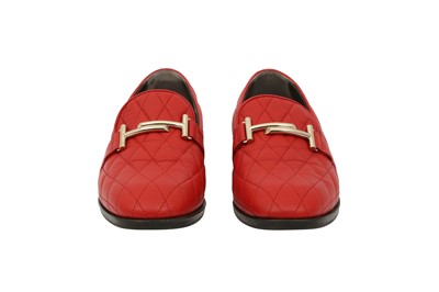 Lot 50 - Tod's Red Quilted Double T Loafer - Size 39