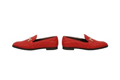 Lot 50 - Tod's Red Quilted Double T Loafer - Size 39