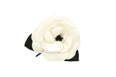 Lot 356 - Chanel White Silk Camellia Pin Brooch