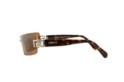 Lot 220 - Versace Brown Rimless Logo Sunglasses