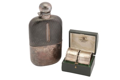 Lot 351 - A GEORGE V STERLING SILVER MOUNTED HIP FLASK, SHEFFIELD 1911 BY JAMES DIXON AND SONS