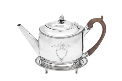 Lot 472 - A George III sterling silver teapot on stand, London 1796 by Peter and Ann Bateman