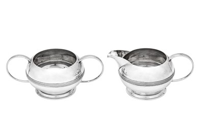 Lot 362 - A George VI sterling silver three-piece tea service, Birmingham 1948 by Albert Henry Jephcott and Albert Henry Jephcott Junior (first reg. 8th March 1920, this mark 15th March 1932)