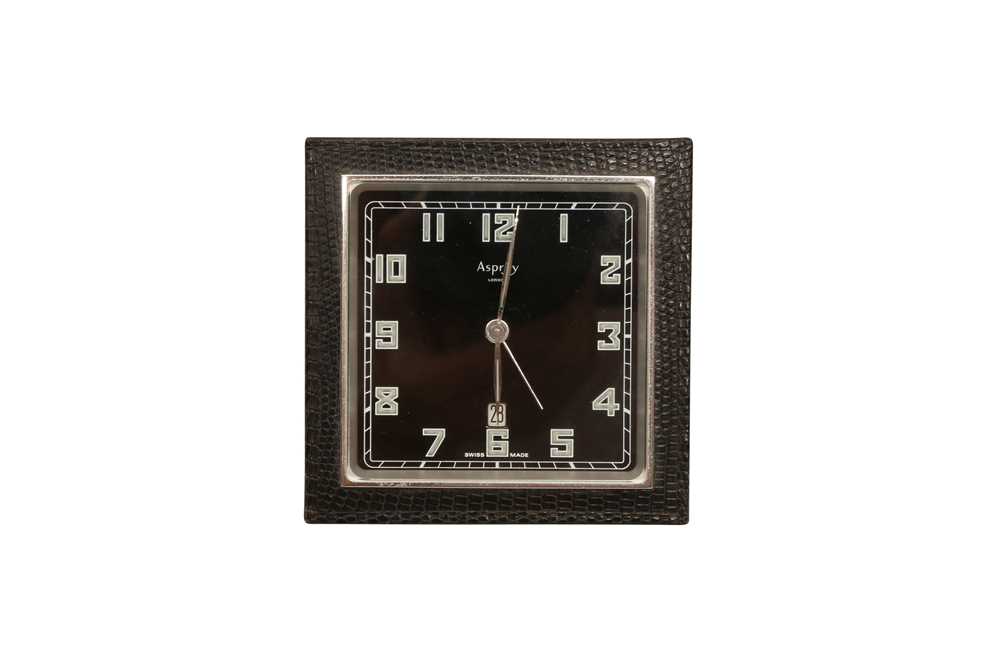 Lot 375 - AN ASPREY 8 DAY TRAVEL ALARM CLOCK, CONTEMPORARY