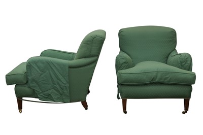 Lot 873 - A PAIR OF EARLY 20TH CENTURY HOWARD & SONS ARMCHAIRS