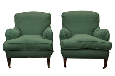 Lot 873 - A PAIR OF EARLY 20TH CENTURY HOWARD & SONS ARMCHAIRS