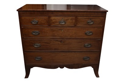 Lot 591 - A MAHOGANY CHEST OF DRAWERS, 19TH CENTURY