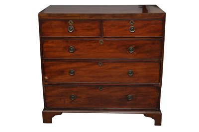 Lot 627 - A MAHOGANY CHEST OF DRAWERS, 19TH CENTURY