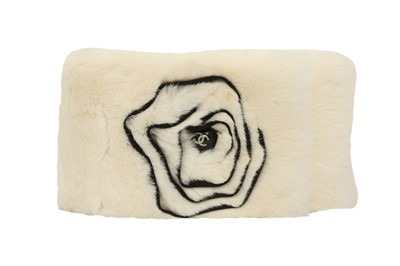 Lot 354 - Chanel White Fur Camellia Neck Wrap