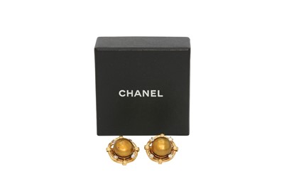 Lot 278 - Chanel Gold Pearl Encased Clip On Earrings