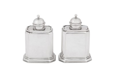 Lot 510 - A pair of George I sterling silver tea caddies, London 1726 by Edward Gibbons