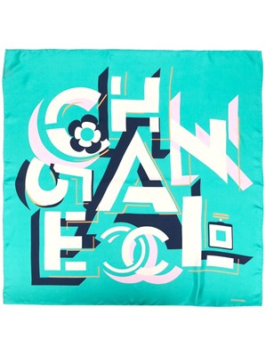 Lot 144 - Chanel Geometric Logo Silk Print Scarf