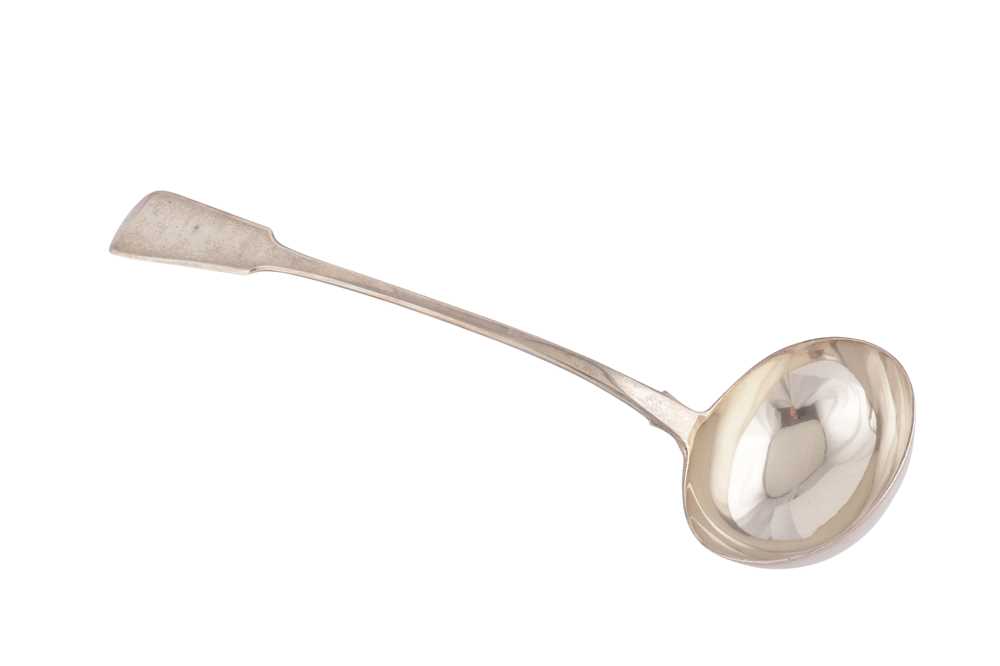Lot 235 - A GEORGE IV STERLING SILVER SOUP LADLE, LONDON 1827 BY MESSRS LIAS