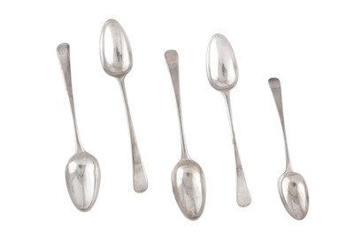 Lot 228 - FOUR GEORGE III STERLING SILVER TABLESPOONS, LONDON PROBABLY 1772 BY WILLIAM FEARN