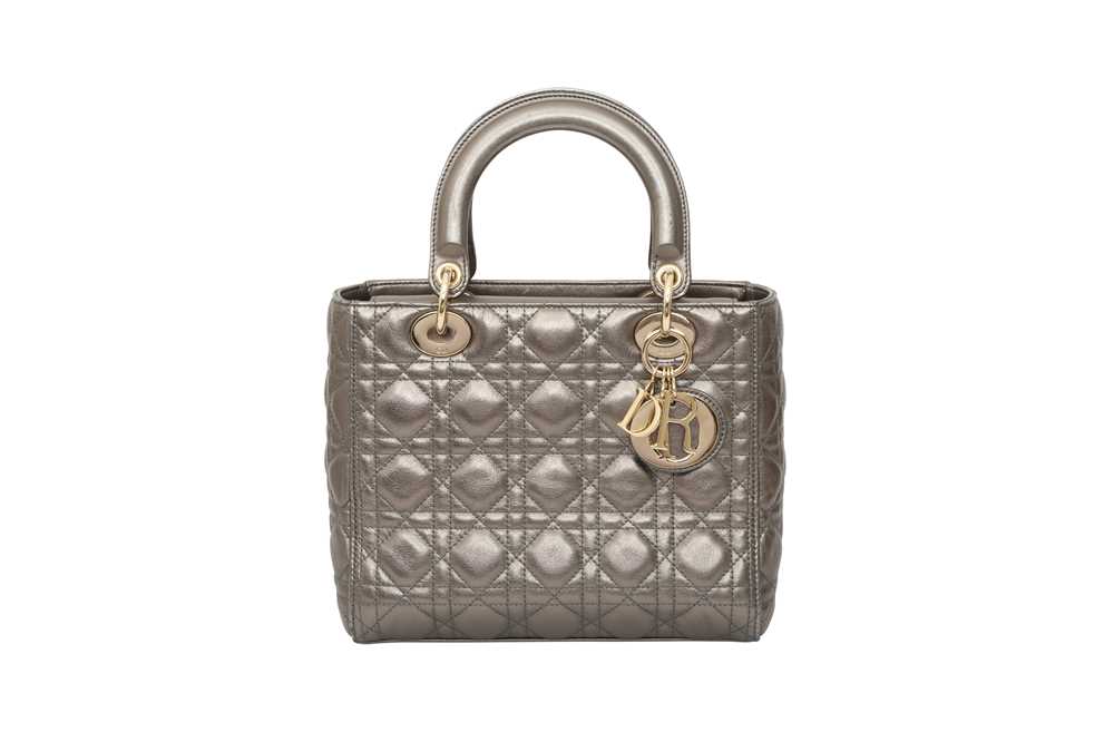 Lot 79 - Christian Dior Metallic Grey Medium Lady Dior Bag