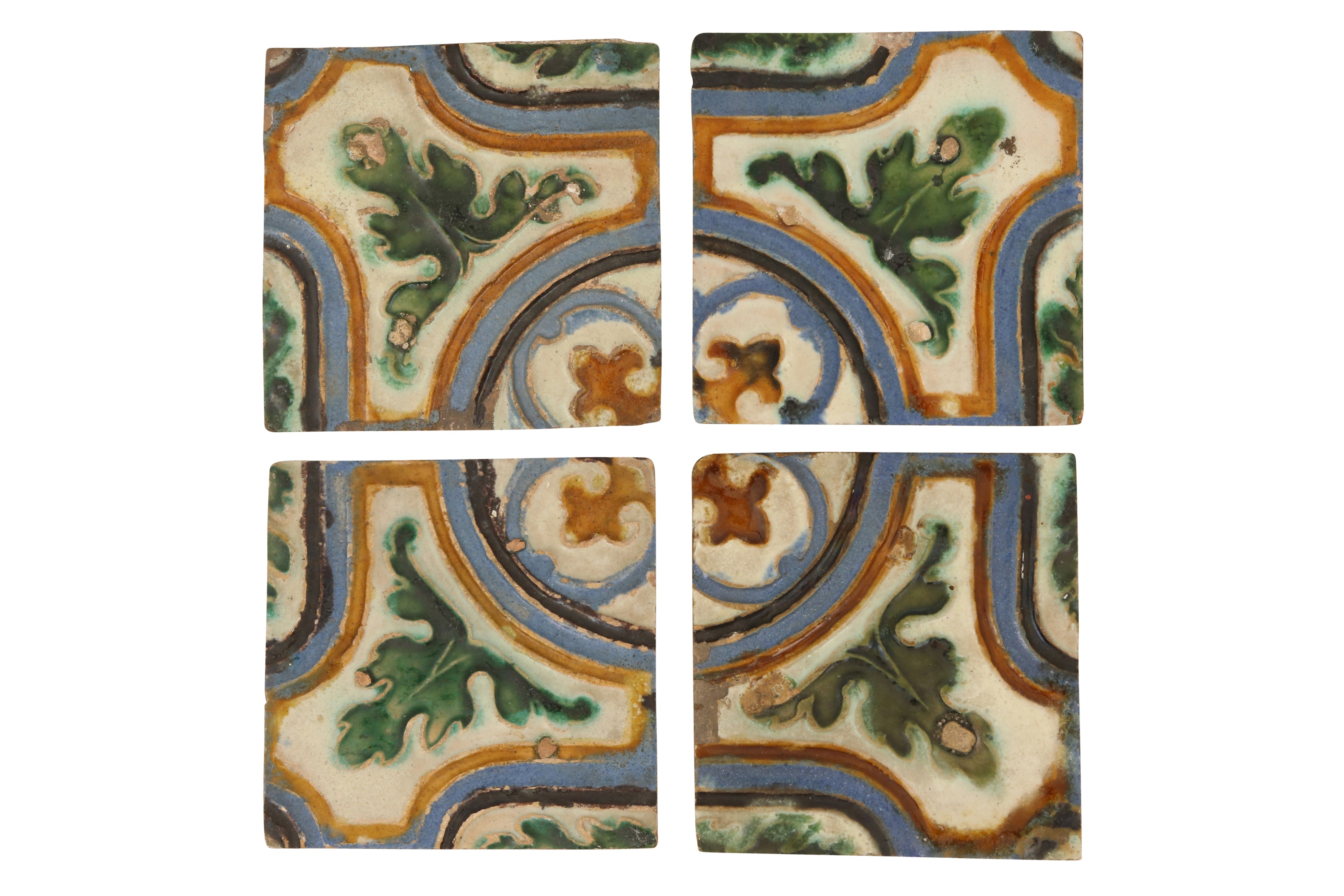 Lot 433 A SET OF FOUR SPANISH ARISTA TILES, 16TH