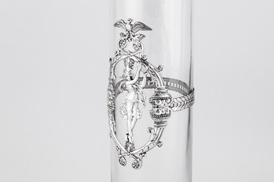 Lot 143 - A MODERN PORTUGUESE SILVER MOUNTED GLASS VASE, MARK OF FMT