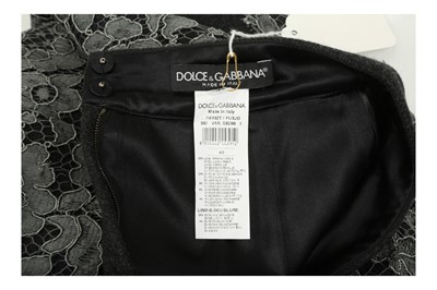 Lot 96 - Dolce & Gabbana Grey Wool Lace Skirt - Size 40