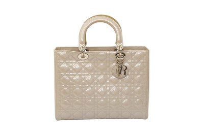 Lot 230 - Christian Dior Pearlescent Taupe Large Lady Dior Bag
