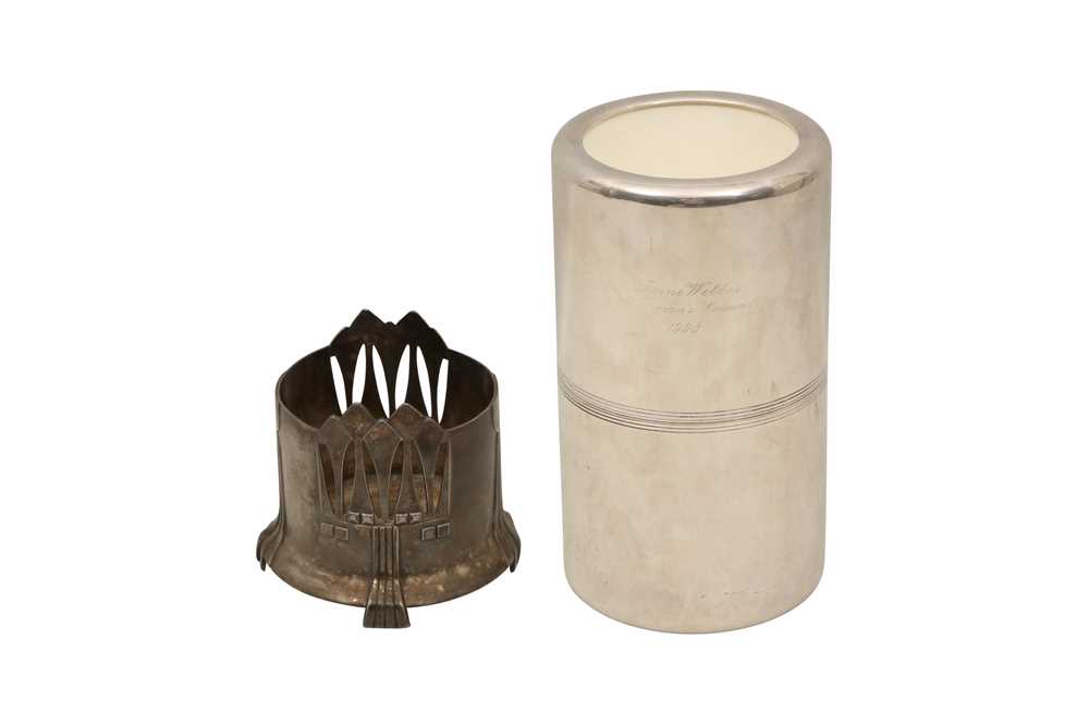 Lot 258 - A CRISTOFLE SILVER PLATED CYLINDRICAL WINE COOLER