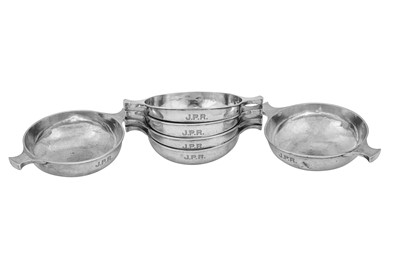 Lot 370 - A set of six George V sterling silver quaich bowls, Birmingham 1921 by S Blanckensee & Son Ltd