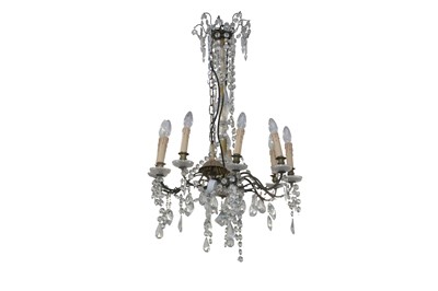 Lot 660 - A CONTINENTAL BRONZED METAL CHANDELIER, 20TH CENTURY