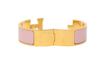 Lot 24 - Hermes Pink Enamel Clic Clac Wide Bracelet - Size PM