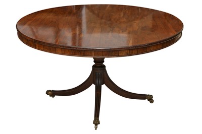 Lot 233 - A ROSEWOOD CIRCULAR TILT TOP TABLE, 19TH CENTURY AND LATER
