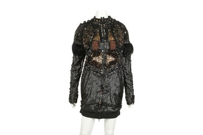 Lot 327 - Lanvin Metallic Black Embellished Long Jacket - Size S