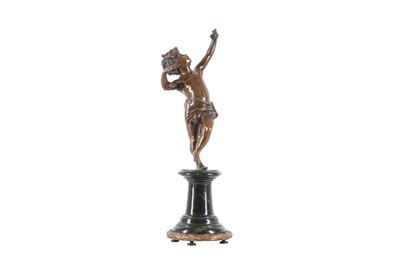 Lot 471 - A CONTINENTAL BRONZE MODEL OF A PUTTO, LATE 19TH CENTURY