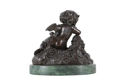 Lot 472 - A BRONZE SCULPTURE OF A SEATED CHERUB, IN THE MANNER OF CLODIAN, LATE 20TH CENTURY