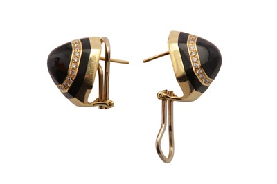 Lot 14 - A pair of onyx and diamond earrings