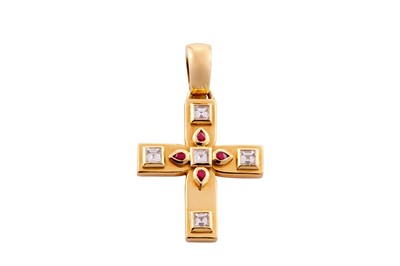 Lot 72 - Cartier l A multi-gem byzantine cross pendant