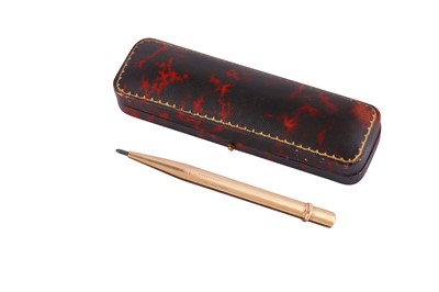 Lot 119 - A CASED GEORGE V 9 CARAT GOLD PROPELLING PENCIL, LONDON CIRCA 1910 BY EDMUND BENNETT