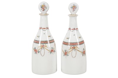 Lot 441 - A PAIR OF OPALINE GLASS DECANTERS, LATE 18TH/EARLY 19TH CENTURY