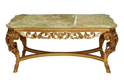 Lot 604 - A BAROQUE STYLE GILTWOOD COFFEE TABLE, 1970S