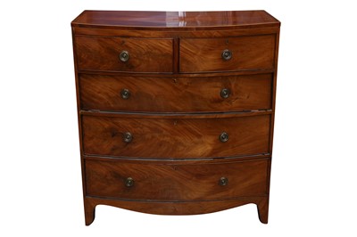 Lot 36 - A GEORGE IV FLAME MAHOGANY BOW FRONTED CHEST