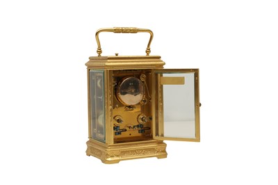 Lot 480 - A FRENCH GILT BRASS REPEATING CARRIAGE CLOCK, LATE 19TH/EARLY 20TH CENTURY