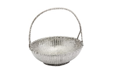 Lot 373 - A 20TH CENTURY FRENCH SILVER PLATED (EPNS) WOVEN BASKET, PARIS BY CHRISTOFLE