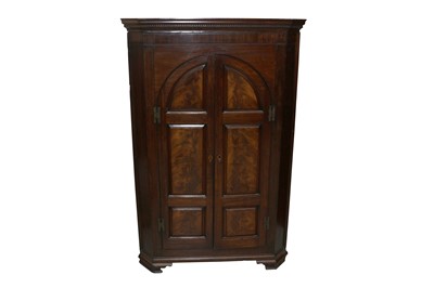 Lot 39 - A 19TH CENTURY AND LATER MAHOGANY STANDING CORNER CUPBOARD