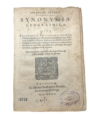 Lot 25 - Ortelius (Abraham) Synonymia geographica
