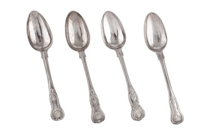 Lot 238 - EARL OF DUNMORE - FOUR GEORGE IV / WILLIAM IV STERLING SILVER TABLESPOONS