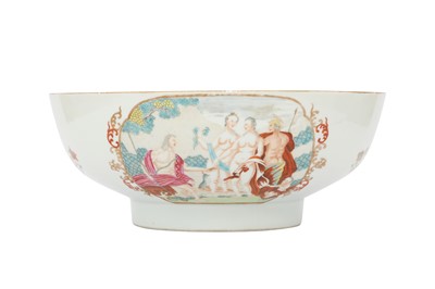 Lot 215 - A CHINESE FAMILLE ROSE 'JUDGMENT OF PARIS' PUNCH BOWL.