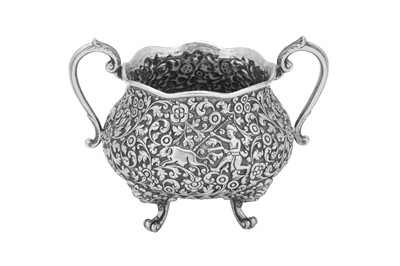 Lot 81 - A late 19th century Anglo – Indian unmarked silver twin handled sugar bowl, Cutch circa 1880