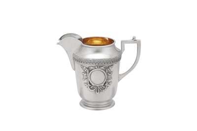 Lot 23 - A Nicholas II early 20th century Russian (Polish) 84 zolotnik silver milk jug